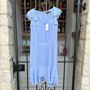 Elegant Blue Ruffle Dress NWT Banana Republic